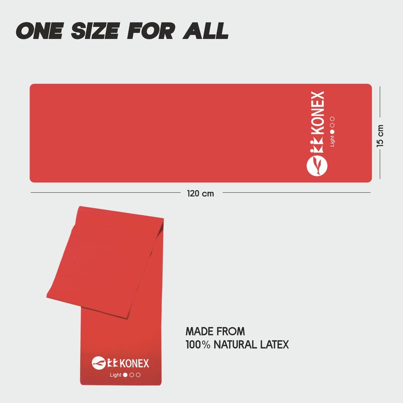 KONEX Natural Latex Resistance Thera Band | Durable & Stretchable | Ideal for Yoga, Pilates, Full Body Workout, Muscle Toning, Weight Training, Stretching & Body Conditioning (Red, 4.5-7 Kg) - Image 2